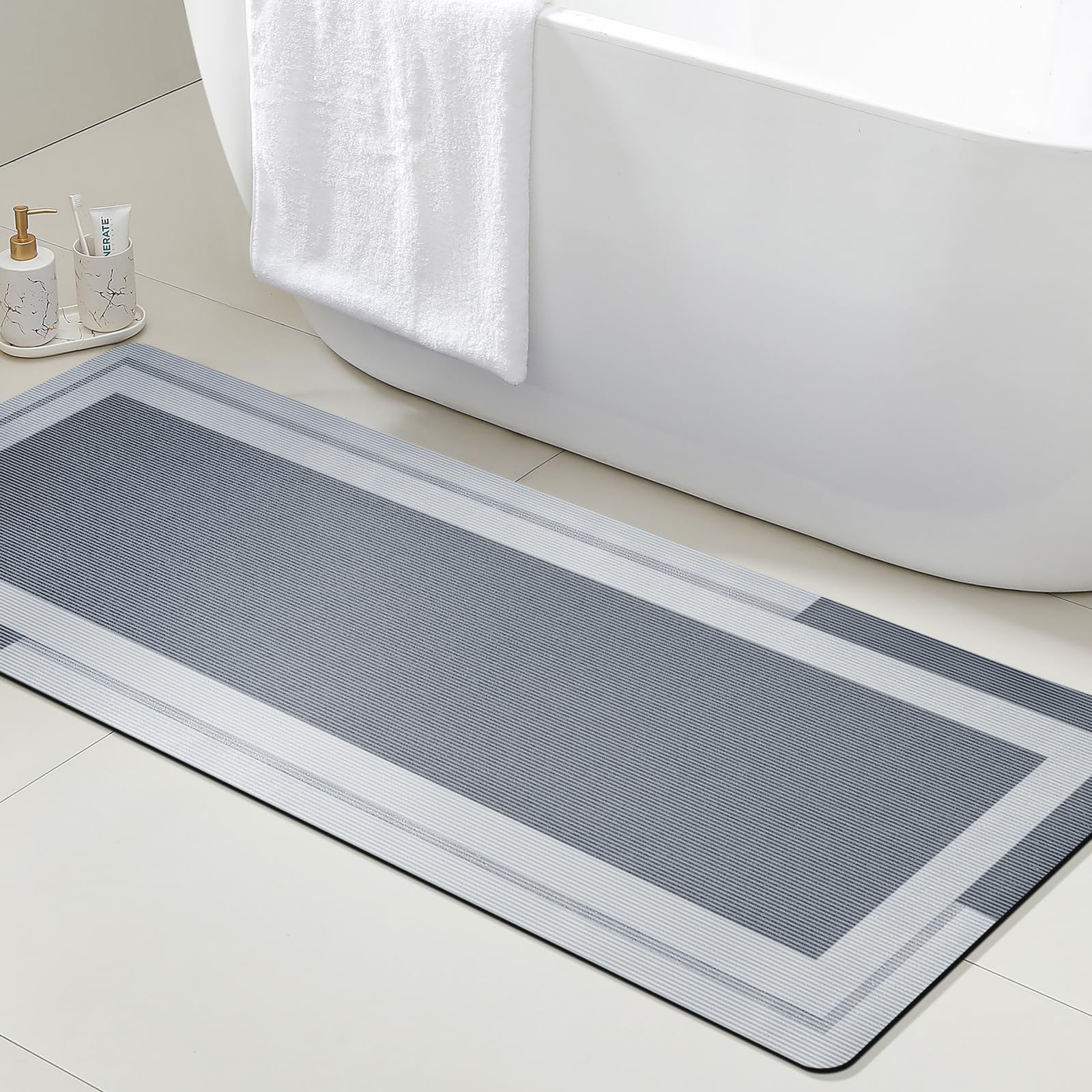 VIKAMA Bathroom Runner Rug wit - Quick Dry Diatomite Bath Mat 评论和价格
