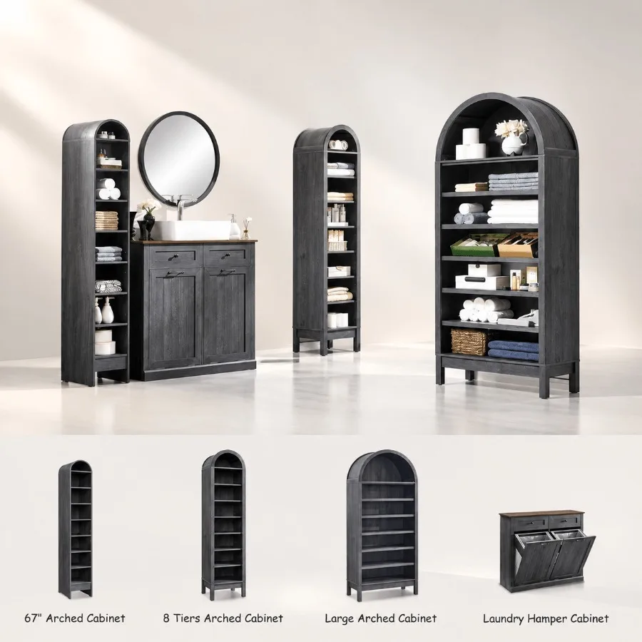 67 Tall Arched Bathroom Storag - Storage & Organization 评论和价格