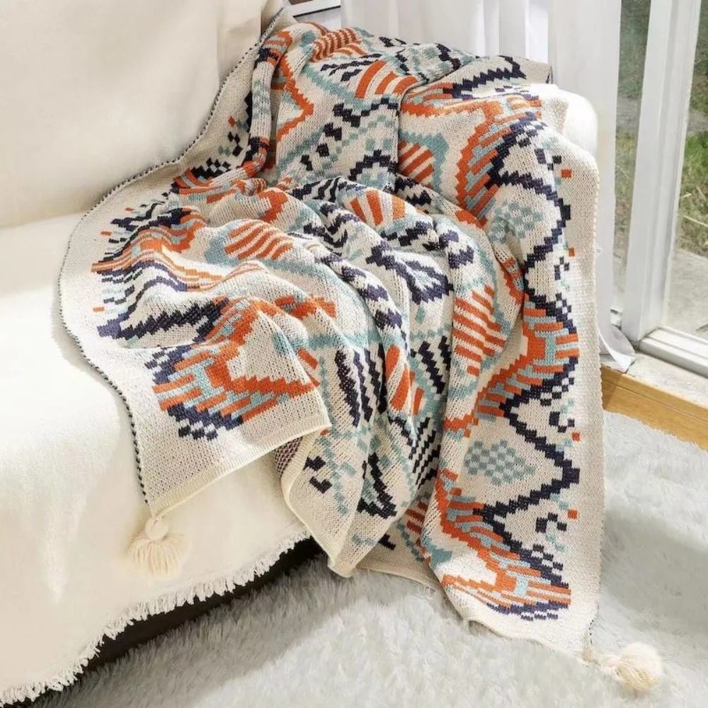 Vintage Chunky Knit Boho Throw - Boho Throw Blanket Fringe 评论和价格