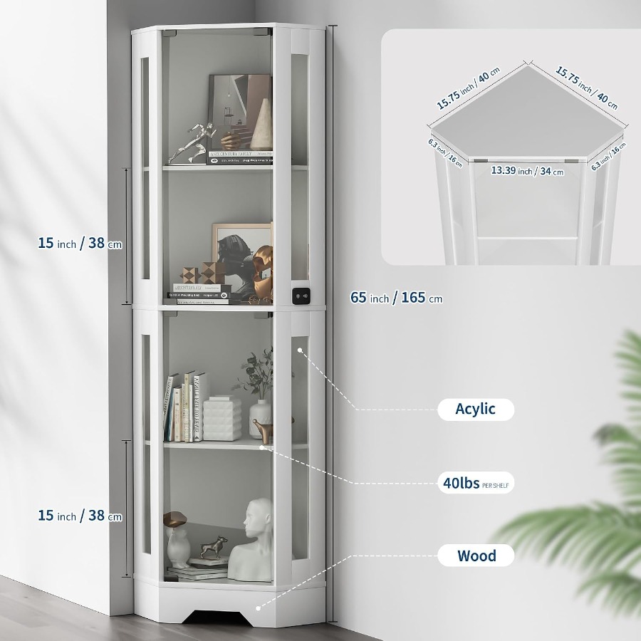 Corner display cabinet for liv - Lighting 评论和价格