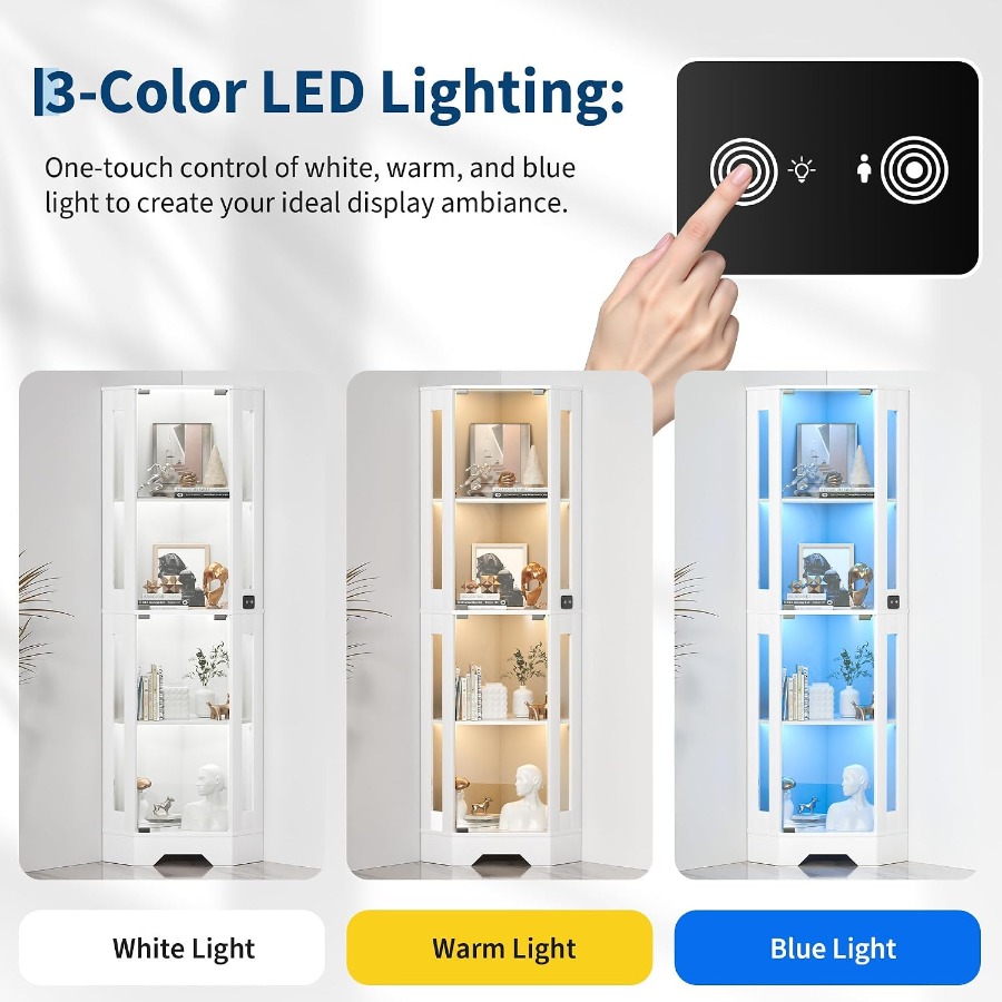 Corner display cabinet for liv - Lighting 评论和价格