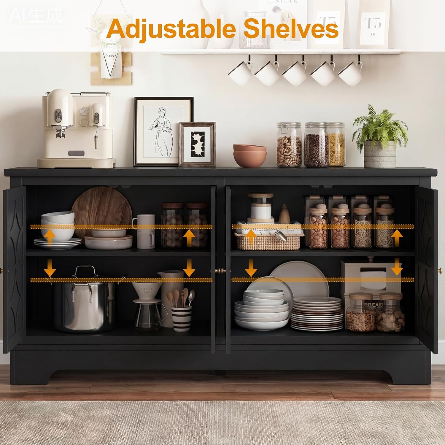 Sideboard Buffet Cabinet with  - Storage & Organization 评论和价格