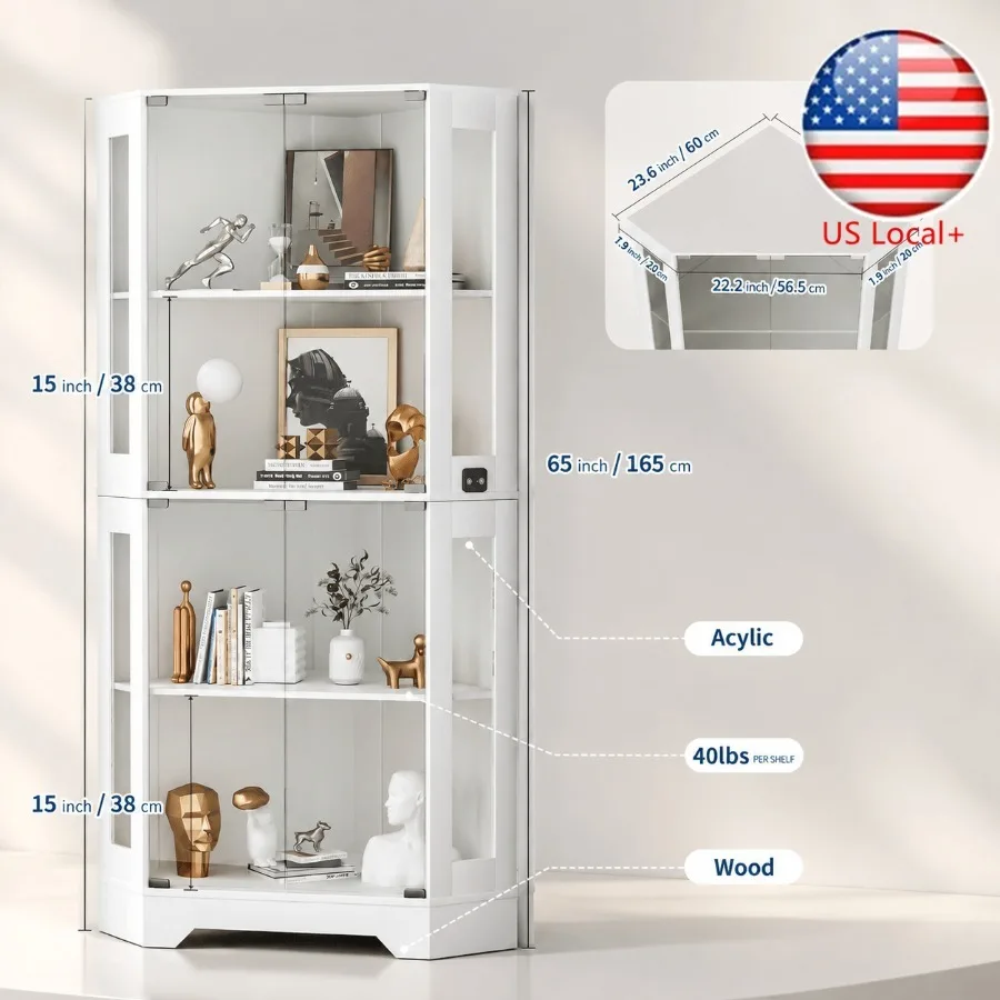 65 White Corner Collectible Cu - Storage & Organization 评论和价格