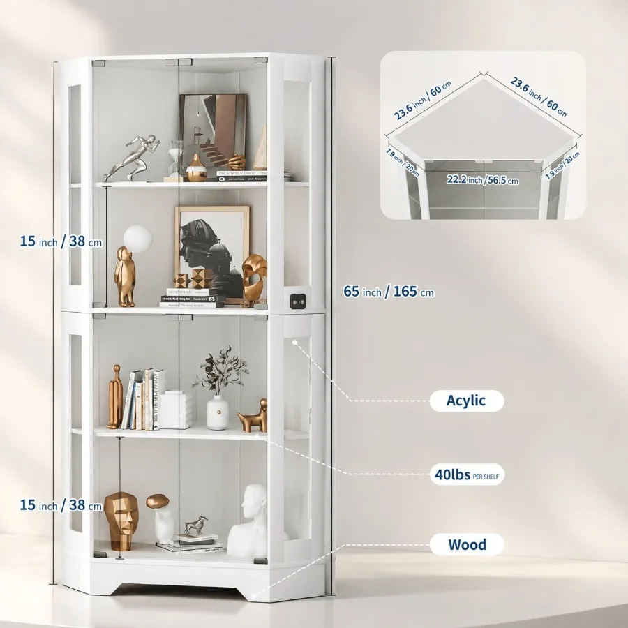 65 White Corner Collectible Cu - Storage & Organization 评论和价格