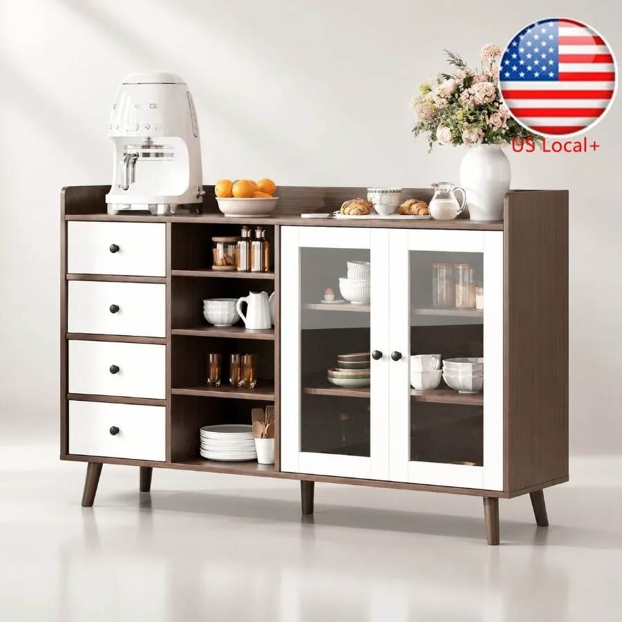 55 Glass Door Sideboard for Li - Storage & Organization 评论和价格