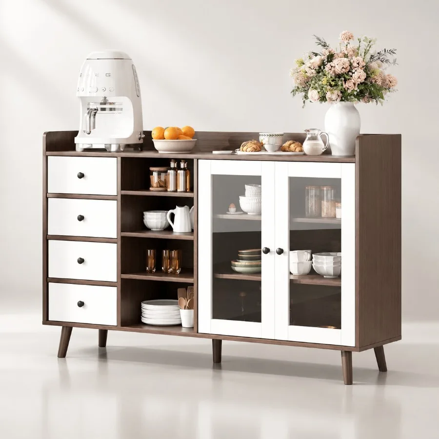 55 Glass Door Sideboard for Li - Storage & Organization 评论和价格