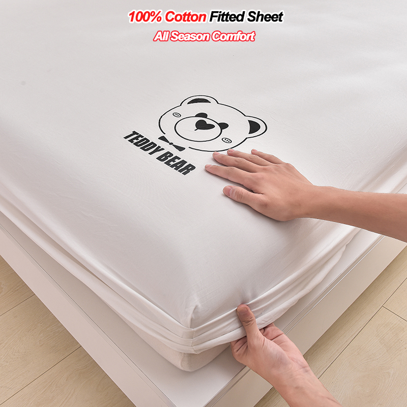 100% Cotton Fitted Sheet 28cm  - Fitted Bed Sheets Deep Pocket 评论和价格