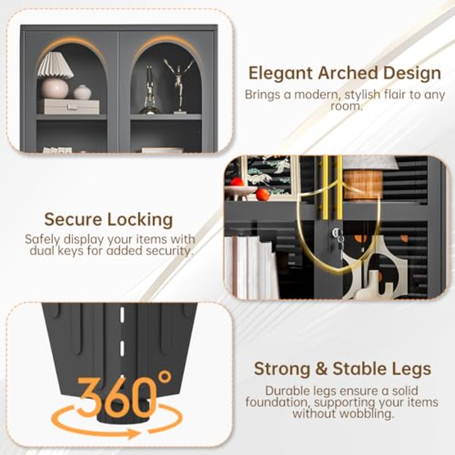 47 H Locking Display Cabinet f - Kitchen 评论和价格